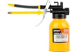 DIFFLIFE Oil Can Transparent High Pressure Oiler Lubrication 220ml Oil Can Bottle Oiling Gun with Rigid & Flex Spout Thumb Pump Tool Oiler (Yellow)-7.4 OZ.