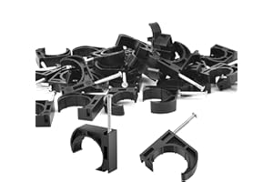 20 PCS 3/4" Half Clamps J-Hook with Nails for PEX, Copper, CPVC Tubing/Pipe Support, Heavy Duty Pipe Support Clamps, Durable Black J-Hooks for Secure Installation by Tavonuxt