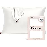 Kitsch Satin Pillowcase with Zipper for Hair & Skin - Softer Than Silk Pillow Cases, Smooth Cooling Satin Pillow Case, Wrinkle-Free, Machine Washable - Pillow Cases Standard Size (19x26) - Ivory