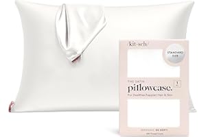 Kitsch Satin Pillowcase with Zipper for Hair & Skin, Softer Than Silk Pillow Cases Queen, Wrinkle-Free, Smooth and Cooling Sa