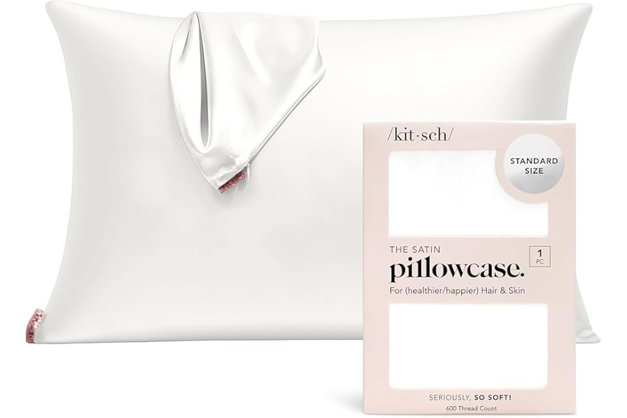 Kitsch Satin Pillowcase with Zipper for Hair & Skin - Softer Than Silk Pillow Cases, Smooth Cooling Satin Pillow Case, Wrinkl