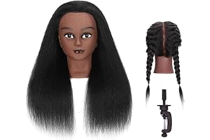 HAPOWELL 16 Inch 100% Real Hair Mannequin Head Training Head Manikin Cosmetology Doll Head for Hairdresser Practice Braiding Hair Styling with Clamp stand (16 -Inch)