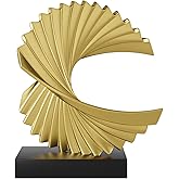 Paytonture Gold Ocean Wave Statue, Modern Abstract Art, Resin Statue, Office Desk & Shelf Decor Accent for Men