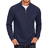 COOFANDY Men's Fleece Quarter Zip Pullover Long Sleeve Mock Neck Sweatshirt