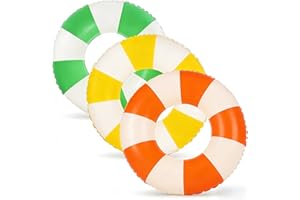 35 inch Inflatable Pool Floats for Adults- 3 Pack Striped Floaties Pool Tubes Swim Rings Inflatable Pool Float for Swimming P