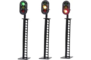 Pack of 3 1:87 Scale Train Model Signal Lamps Ornament Table Micro Landscape Building Model Train Railway Scenery Ornament Ac