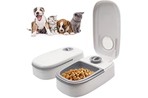 2 Meal Automatic Pet Feeder, Smart Timed Auto Cat Feeder, 700ml Dry and Wet Food Dispenser with Removable Bowl, Pet Food Disp