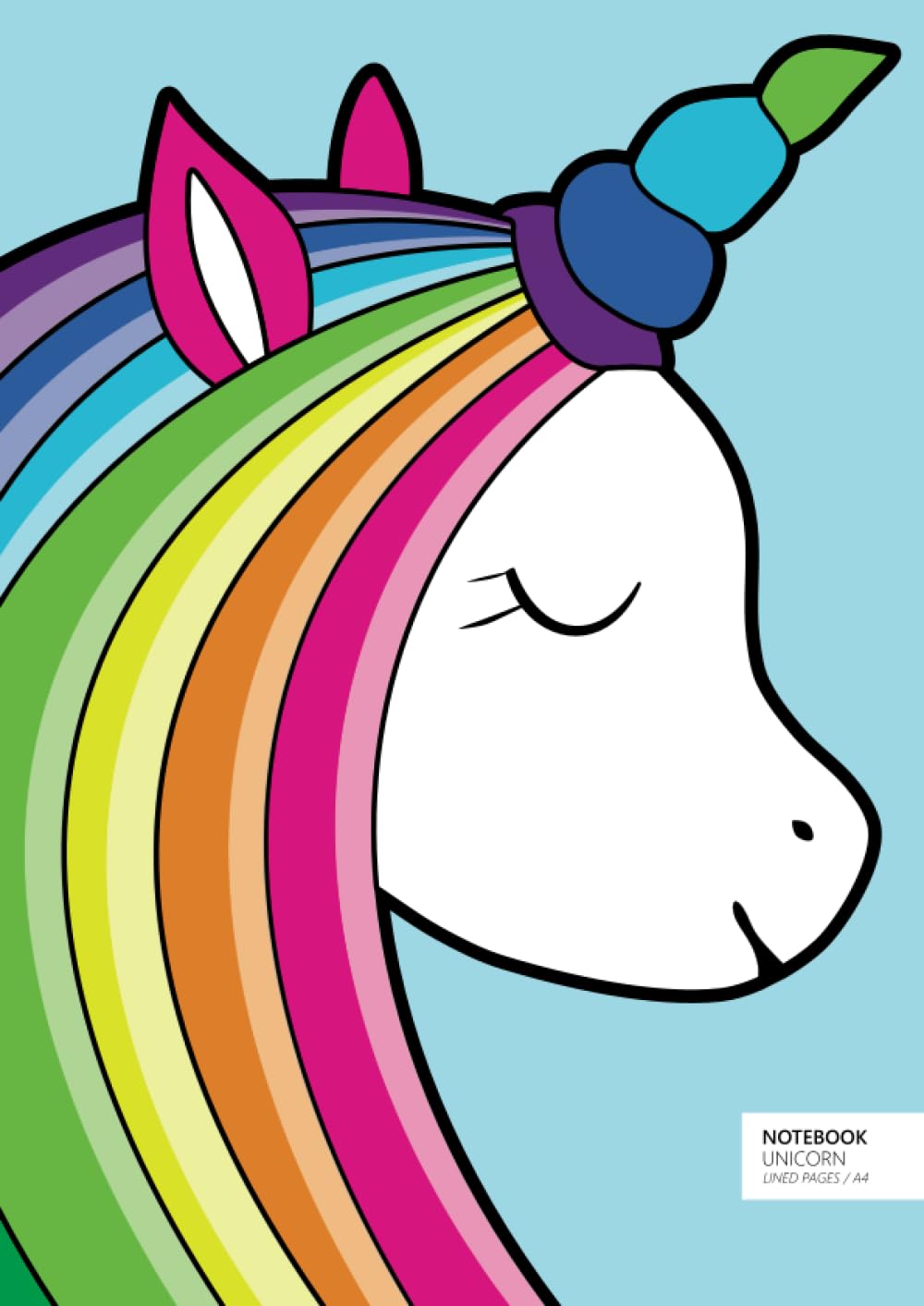 Unicorn Notebook - A4: (Blue Edition) Fun notebook 192 lined pages (A4 / 8.27x11.69 inches / 21x29.7cm)