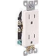 Leviton T5325-SW 15 Amp NEMA 5-15R 2 Pole 3-Wire Tamper Resistant Decora Duplex Receptacle, Self Grounding, White