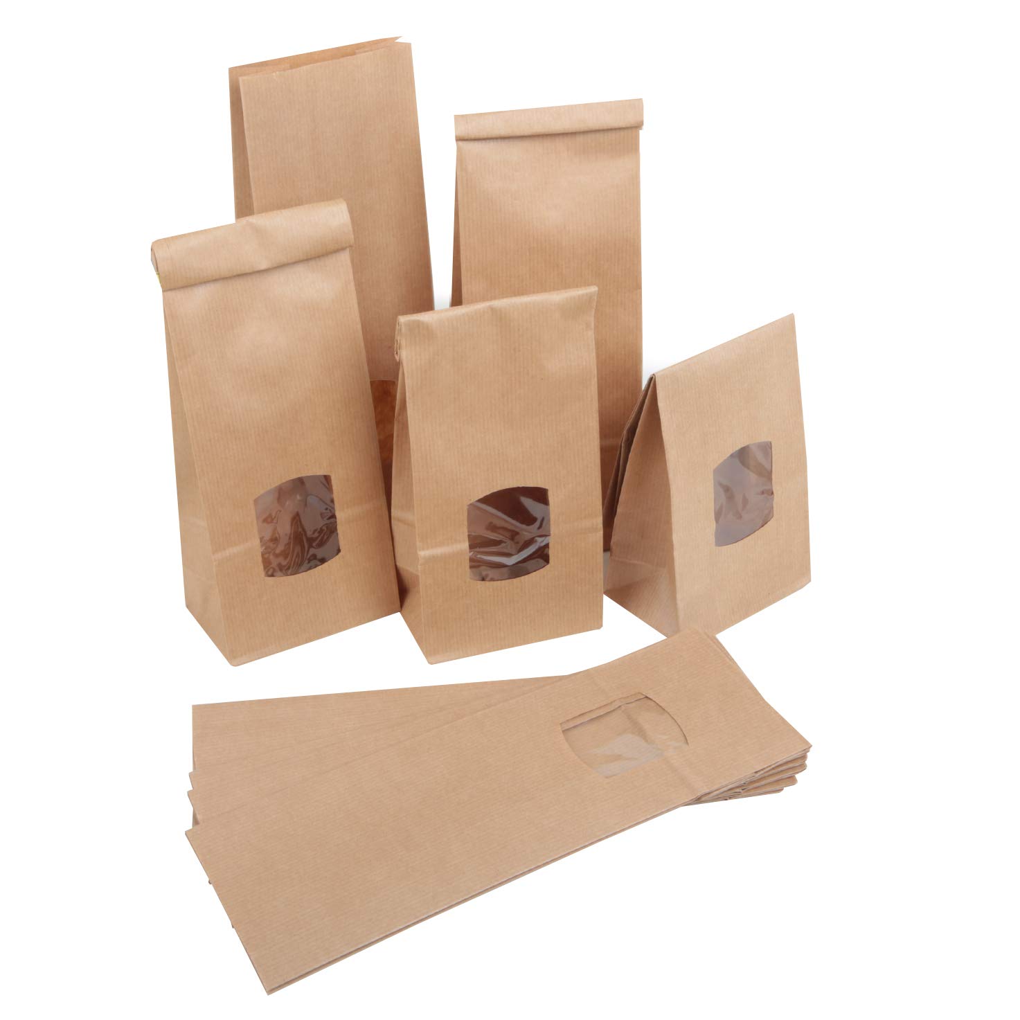 Logbuch-Verlag 10 Small Pastry Bags with Window 10 x 6.5 x 27.5 cm Viewing Window Bags Bottom Bag Stand Bag for Filling Pastry Spices Tea Coffee