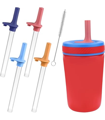 KLOWOAH Replacement Straws For Zak 15oz Water Bottle - 4 Pack Reusable Straws With Cleaning Brush