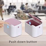 YAGGOOD Desk Bin Trash Can with Lid Pink White Mini 0.66gal Desktop view 5