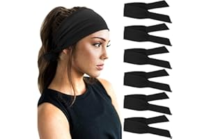 DRESHOW 6 PCS Adjustable Headbands for Women Knotted Headbands Elastic Non-Slip Fashion Hair Bands for Workout Sports Running Yoga