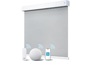 JaeJaes Smart Roller Shades for Windows, Alexa Blackout Motorized Blinds with Remote Control, Easy Install Automatic Electric Blinds for Indoor (70" W x 72" H, Gray Fabric & White Shell)