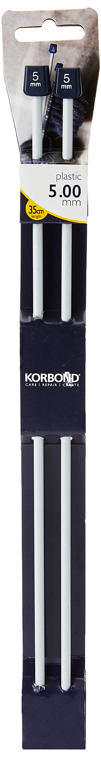 Korbond 180007 Single Point Knitting Needle Pair-5.00mm x 35cm – Plastic – Durable, Lightweight, Designed for Comfort-Ideal for A Multitude of Patterns and Projects-Jumpers, Socks, Blankets