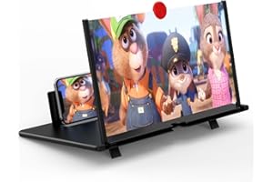 FIRJUTY 16" Screen Magnifier for Smartphone –3D HD Mobile Phone Magnifying Projector Screen Enlarger Expanders for Movies, Videos, and Gaming–Foldable Phone Stand with Screen Amplifier–Supports All Cell Phone