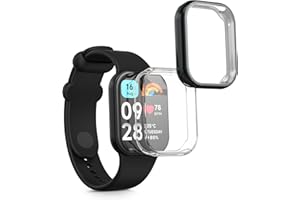 kwmobile Case Compatible with Xiaomi Smart Band 8 Pro/Smart Band 9 Pro Case - 2X TPU Silicone Fitness Tracker Cover - Transparent/Black