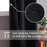 DWCN Blackout Curtains 2 Panels 52 x 84 Eyelet Tiebacks Thermal Insulated view 2