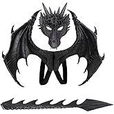 CRTEPST Dragon Costume for Kids Boys Girls, Dragon Wing Tail Mask Set,Halloween Dinosaur Cosplay Set for Child