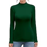 MANGDIUP Women's Mock Turtleneck Long Sleeve Sleeveless Tops Basic Slim T-Shirts
