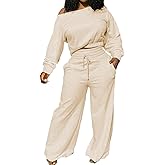 Casual 2 Piece Outfits for Women Sexy Long Sleeve Sweatsuit Jogging Long Pants Sets Tracksuit with Pockets