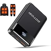 GOTOBI 𝟏𝟐𝐕/𝟓𝐕 𝟑𝐀 𝟐𝟎𝟎𝟎𝟎𝐦𝐀𝐡 Heated Jacket Battery Pack - Heated Vest Battery Pack with LED Display and 2 Adapter Cables for Wulcea, ULUSERN, Genovega, and Other Outdoor Heating Coat