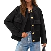 ZESICA Womens 2026 Spring Faux Suede Cropped Jackets Coats Casual Button Down Barn Vintage Trendy Shackets