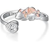 Fuguangju Dragon Rings for Women 925 Sterling Silver Cute Dragon Ring with I Love You Forever, Adjustable Dragon Rings for Women Dragon Jewelry Gifts