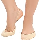 MANZI 6 Pairs Toe Topper Liner Socks for Women Ultra Low Cut No Show Half Socks with Sling Back for Heels Dress Shoes