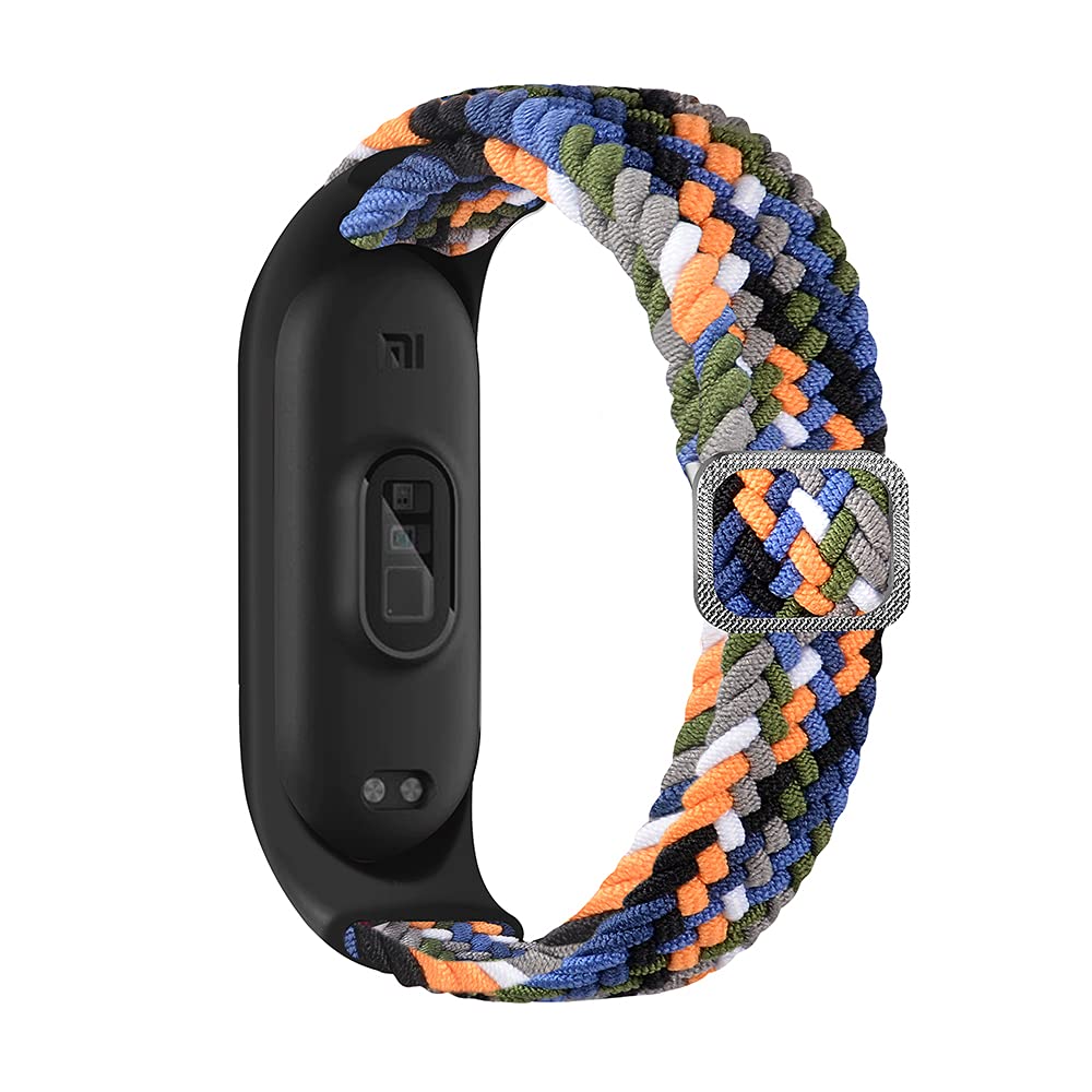 Tiggo Smart Watch Strap compatible for Xiaomi Mi Band 6,Nylon Sport Braided stretch Solo Loop Watch Belt,Replacement Bracelet Wristband Wrist Strap for Xiaomi Mi Band 3 4 5 6 Watch (arcoiris1)