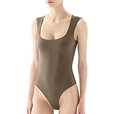 PUMIEY Women's Square Neck Cap Sleeve Bodysuit Sexy Slimming Tank Top Smoke Cloud Collection