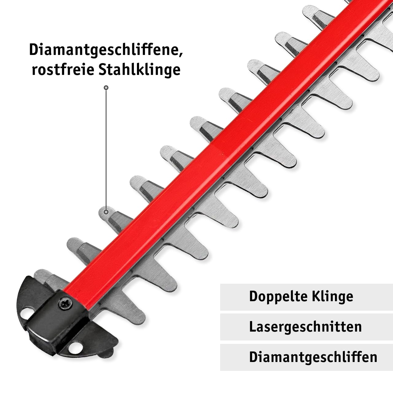 WALTER Li-Ion Akku-Heckenschere 20V, 45cm Schnittlänge, inkl. Zusatzhandgriff für Komfortables Arbeiten, schneidet präzise und ordentlich, scharfes Metall Messer, für längere Gartenarbeit geeignet 6