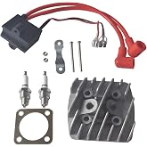 Motorized Bike Cylinder Head Dual Spark CDI Ignition Coil Kit for 49/50cc | for 66cc 80cc 100cc,fit PK80 LD80 LD90 BT80 YD100, 2 Stroke,More power,Better acceleration,Better throttle response
