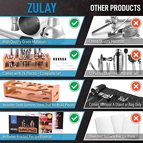 Zulay 24Piece Bartender Kit Stainless Steel Bar Set 24oz Cocktail