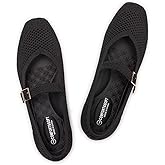 Frank Mully Womens Casual Flat Shoes Square Toe Shoes Knitted Mesh Flat Comfort Work Flat Shoes for Daily Washable