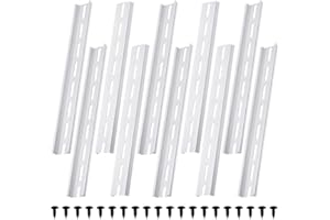 DKARDU Aluminum DIN Rails, 25CM /9.8 inches, 35mm Wide, 7.5mm High Top Hat Slotted DIN Rail with RoHS (10 Pack, Silver)