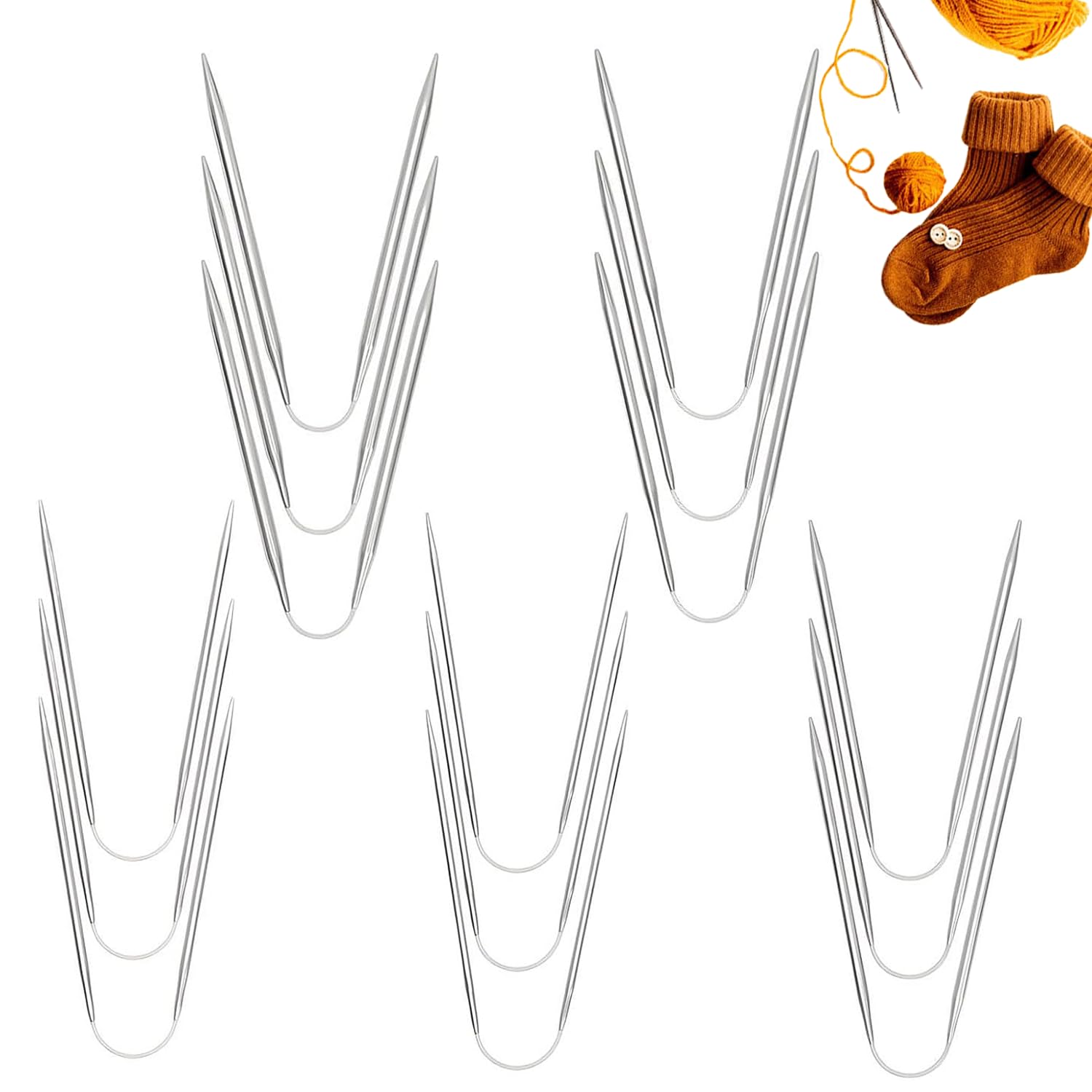 RXKFIGX 15 Piece Circular Knitting Needles Set, 2.0-4.0 mm Stainless Steel Round Knitting Needles,Circular Needles for Knitting, Professional Circulars Knitting Pins for Jumper Blanket Large Projects