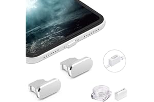 VIWIEU Metal Anti Dust Plug Compatible with iPhone 14 13 12 11 X XS XR 8 7 SE Mini Plus Pro Max iPad AirPods, 2 Pack Lightning Charging Port Cover Protectors with Plug Holder and Carry Box (Silver)