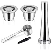 Lihong Reusable Coffee Pods, Stainless Steel Coffee Pods Refillable | 2Pcs Refillable Coffee Pods, Metal Coffee Pods Compatible with Original Line, Tamper+ Stainless Steel Spoon