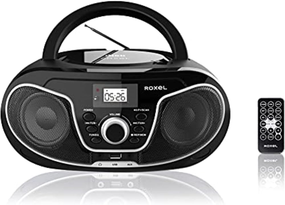 Roxel RCD-S70BT Portable Boombox CD Player with Remote Black