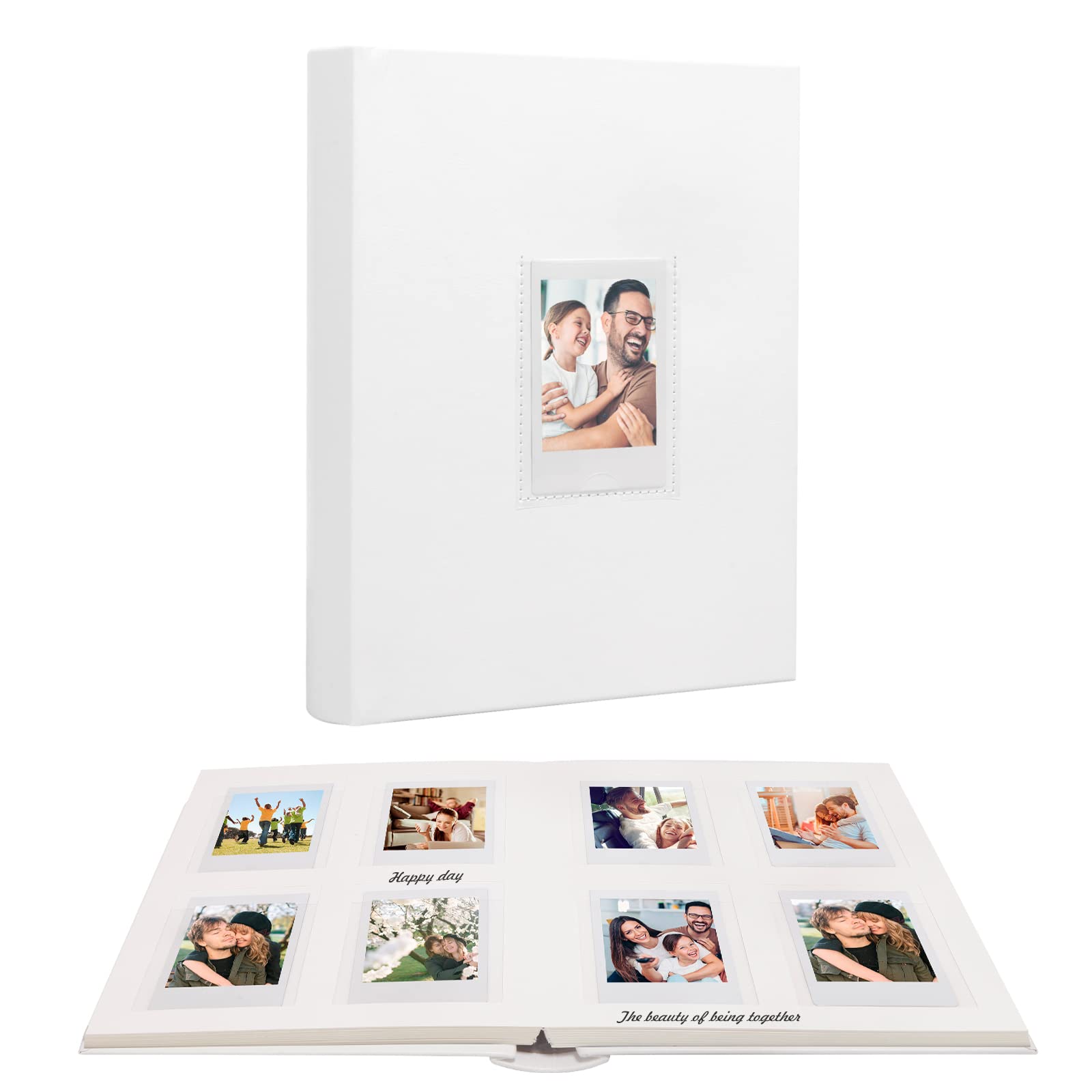 128 Pockets Photo Book with Writing Space for Fujifilm Instax Mini 12/11/9/40/EVO Instant Camera,2x3 Inch Polaroid Photo Album with Front Window,Vegan Leather Cover Hardcover (Clay White)