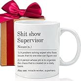 MNEDLAD Shit Show Supervisor Mug, Miracle Worker, Boss Gift - Black Handle - Mm60