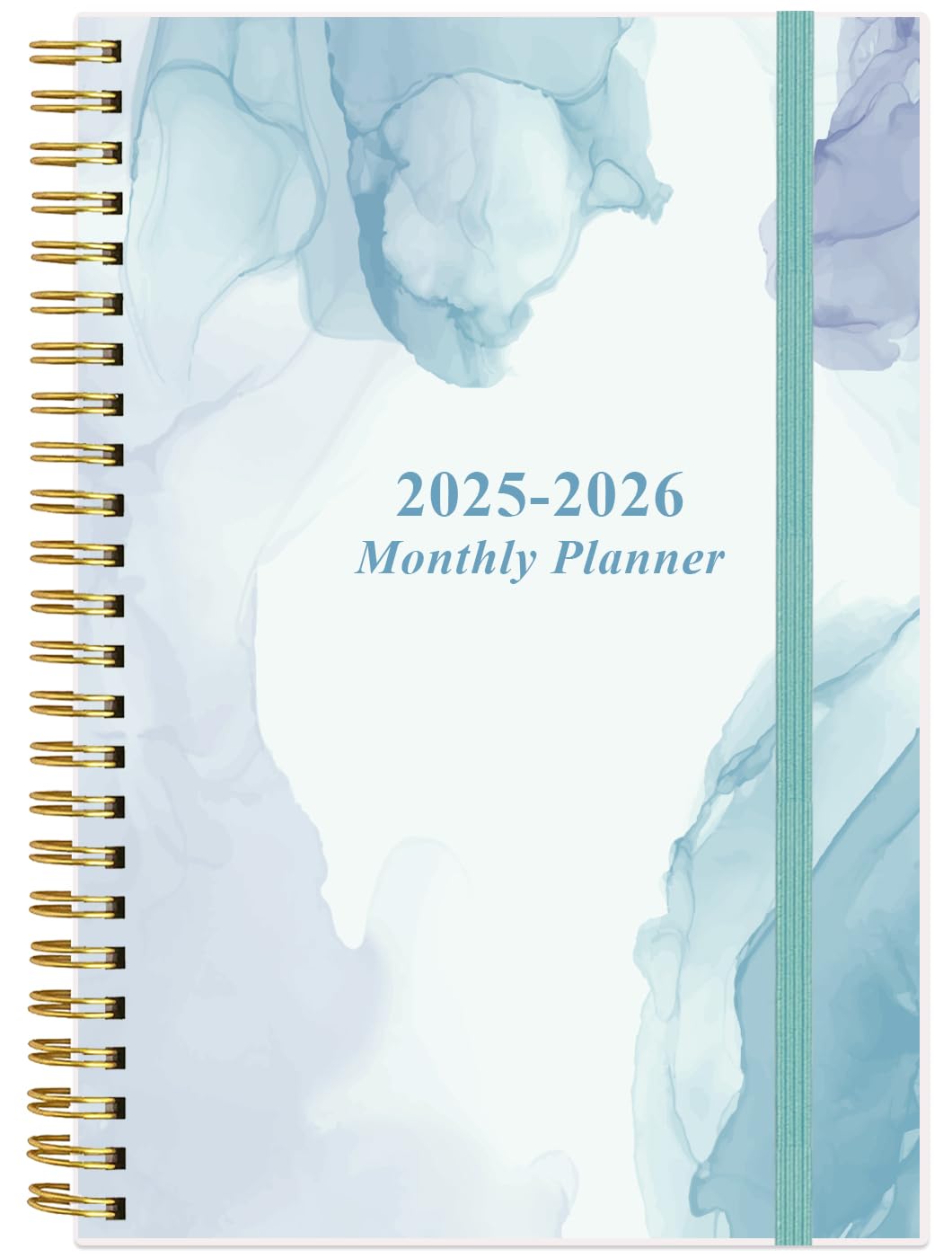 Photo 1 of 2025-2026 Monthly Planner - October 2025 - December 2026, Two Pages Per Month, 18 Monthly Calendar/Planner with Tabs, Strong Twin-Wire Binding, Inner Pocket, 6.4" x 8.5", Blue Watercolor