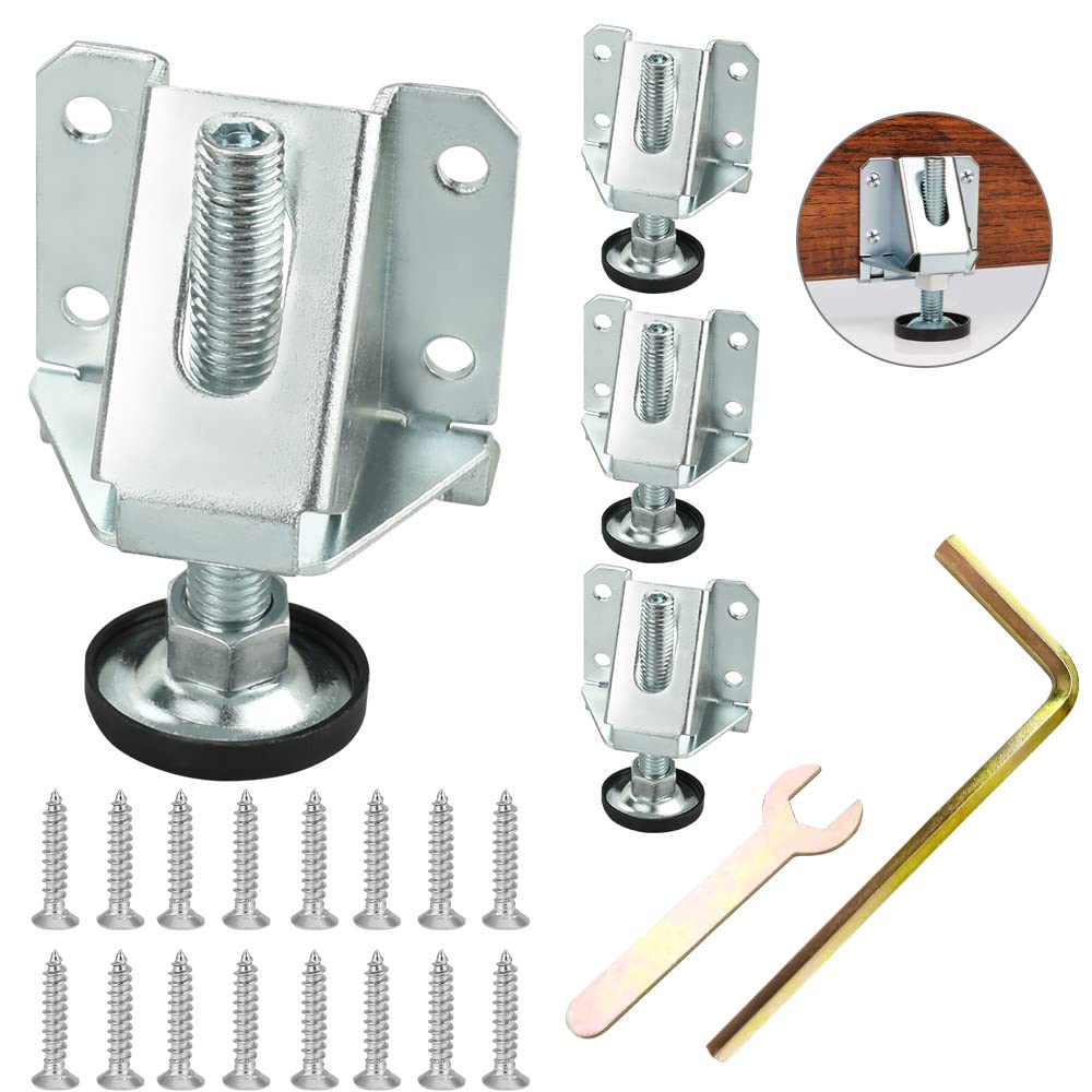 PERFETSELL FURNITURE_LEG, Adjustable 4 PCS M10 x 75mm, Heavy Duty, Threaded Feet, Anti-Shake, Glide Pads, Furniture Table Legs Floor Protector for Cabinet, Workbench, Shelving Units