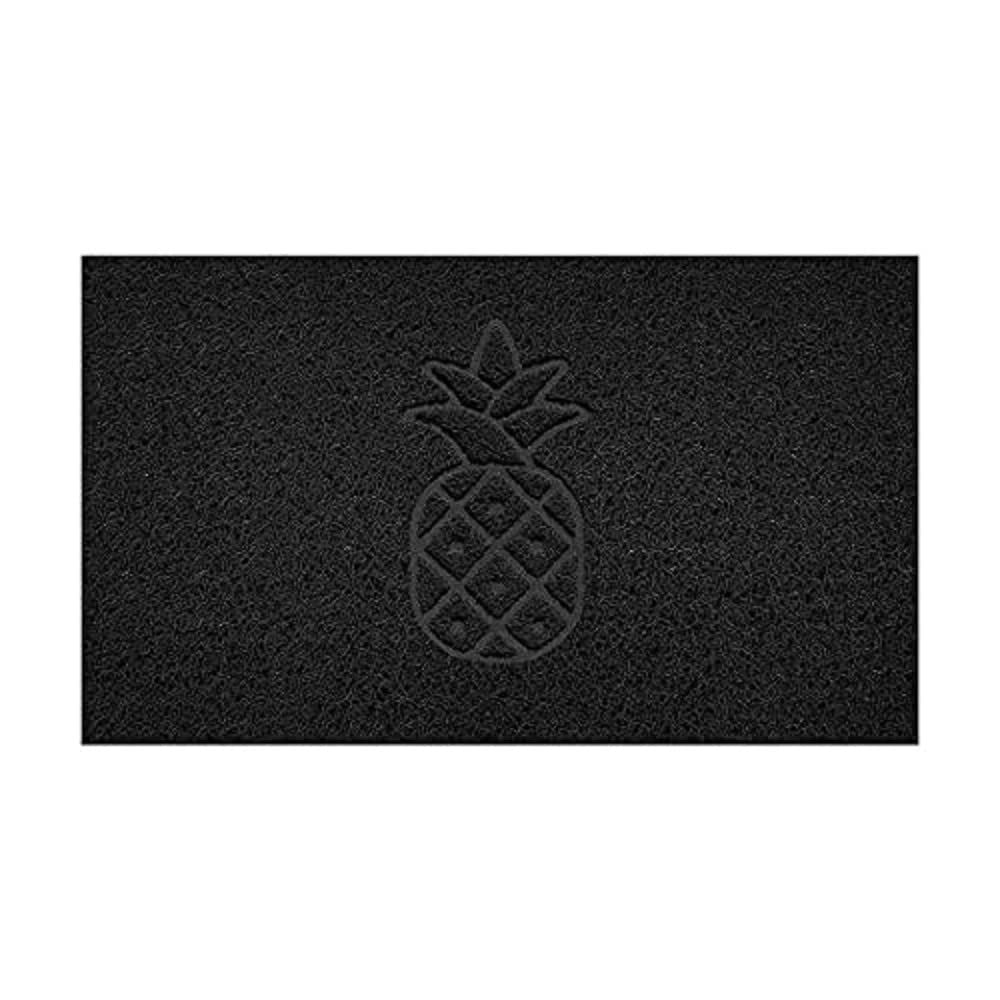 Nicoman Embossed Spaghetti Door Mat Dirt-Trapper Jet-Washable Doormat 70x43cm (Black, PINEAPPLE Shape) - Use Indoor or Sheltered Outdoor