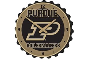 The Fan-Brand NCAA Purdue Boilermakers: Black - Bottle Cap Wall Clock - Sports Team Bar Sign Décor - Home, Dorm, Garage, Office, Fan Cave