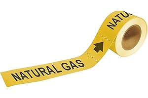 Brady 73910 Economy Pipe Markers-to-Go, B-736, 2" Height X 12" Width, Black on Yellow Self-Sticking-Plastic Film, Legend "Nat