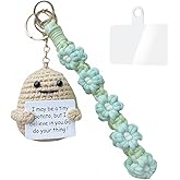 PAOTEEM Macrame Wristlet Keychain with Knitted Potato Doll – Adjustable Wrist Lanyard & Anti Theft Phone Strap for Women.