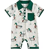 Biayxms Newborn Baby Boy Girl Mallard Duck Outfits Romper Short Sleeve Duck One Piece Jumpsuit Overalls Hunting Baby Clothes