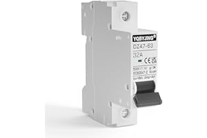 YQBYJING DC Circuit Breaker 32 Amp Solar Panel Disconnect Switch 12V-500V 1 Pole Miniature Solar Circuit Breaker for Outdoor PV Homes Battery, AC 110V DIN Rail MCB